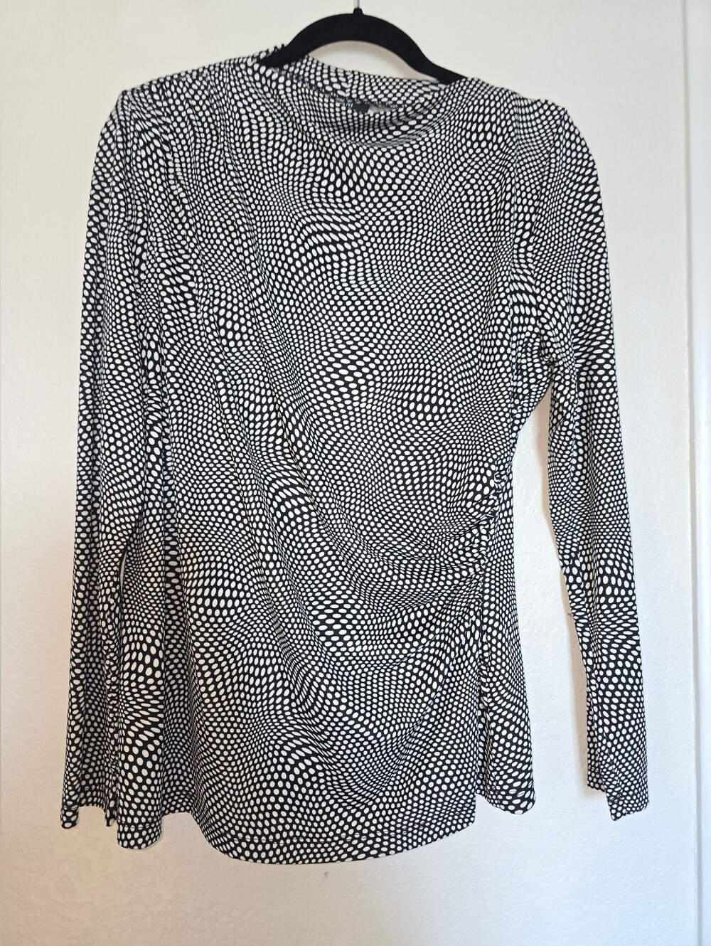 Alfani Black & White Long Sleeve Dot-Print Top